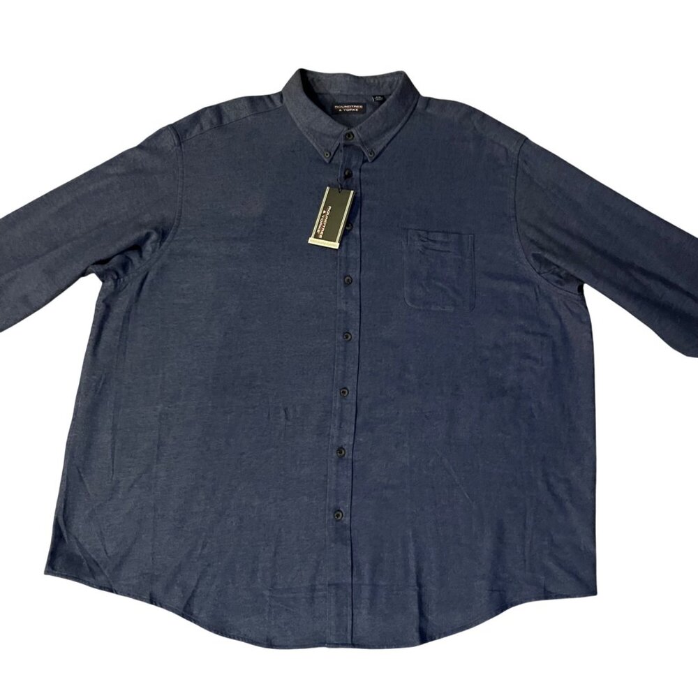 Roundtree & Yorke 4XB Portuguese Flannel Shirt Navy Blue Button Down NEW - Picture 3 of 16